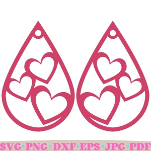 Teardrop Heart Earring SVG, Valentine Earring SVG Digital Valentine's Day SVG