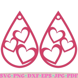 Teardrop Heart Earring SVG, Valentine Earring SVG Valentine's Day SVG