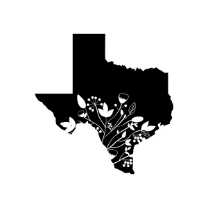 Texas Floral Map SVG Cut File, Texas SVG Vector Texas SVG