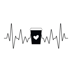 To Go Coffee Cup Heartbeat SVG Cut File, Coffee Beat Vector Files Coffee and Tea SVG