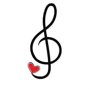 Treble Clef with Red Heart Svg Music SVG