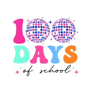 Trendy 100 Days Of School SVG PNG with Party Ball, Teacher SVG Cut File Teacher SVG