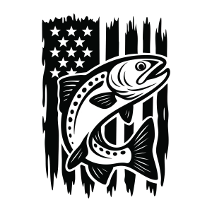Trout Fish with USA Flag SVG, Fishing SVG Fishing SVG