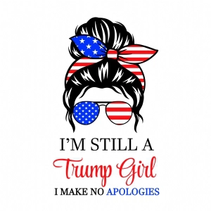 Trump Girl SVG Cut File, American Messy Bun SVG USA SVG