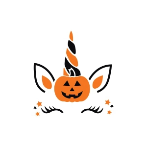 Unicorn Pumpkin SVG Cut File, Halloween Unicorn Pumpkin SVG