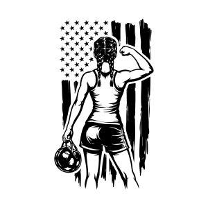 US Female Wrestling SVG, Girl Wrestling with US Flag Svg