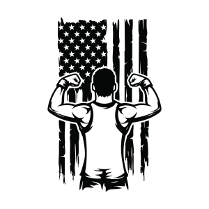 US Male Wrestling SVG, Wrestler with US Flag