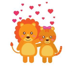 Valentine Lion and Lioness SVG, Animal Love SVG Image Valentine's Day SVG