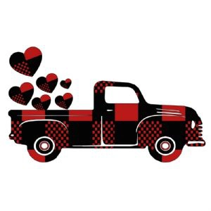 Buffalo Plaid Valentine's Day Truck PNG, Instant Download Valentine's Day SVG