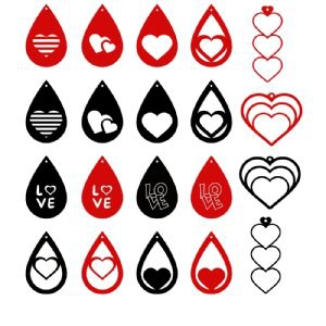 Valentine Earrings SVG Bundle, Earrings SVG Cliparts Valentine's Day SVG