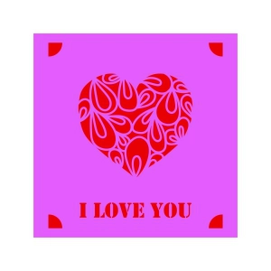 Valentine's Day Card SVG Cut File with Heart, Love You SVG Love SVG
