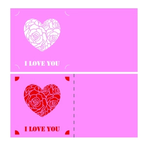 Valentine's Day Card SVG Cut File with Heart, Love You SVG Love SVG