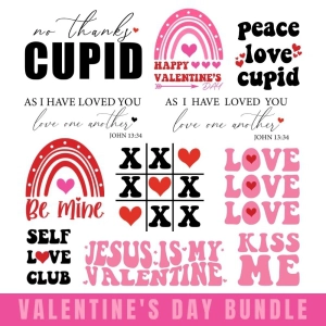Retro Valentine's Day SVG Bundle, Wavy Love SVG Bundle Valentine's Day SVG
