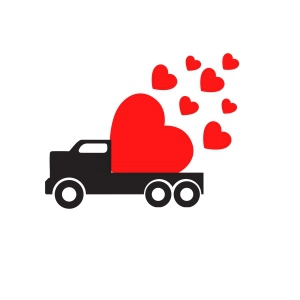 Valentine Heart Truck SVG, Truck Carry Hearts SVG Valentine's Day SVG