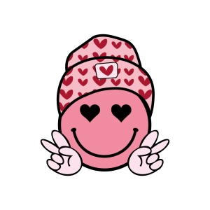 Valentine's Day Smiley Face with Hat SVG Design Sublimation SVG