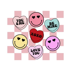Smiley Candy Hearts SVG, Subilmation Valentine's Day PNG Valentine's Day SVG