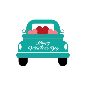 Valentine's Day Truck SVG Cut File, Instant Download Valentine's Day SVG