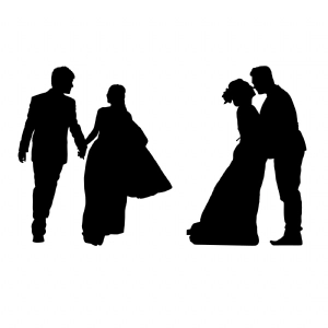 Wedding Couple Silhouette SVG Cut File, Bride and Groom Silhouette SVG Wedding SVG