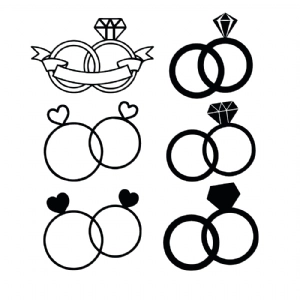 Wedding Rings Bundle SVG, Engagement Clipart Wedding SVG