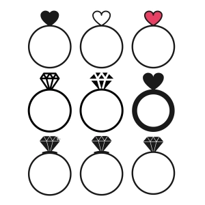 Wedding Rings SVG Bundle Cut File, Wedding Bundle SVG Vector Wedding SVG