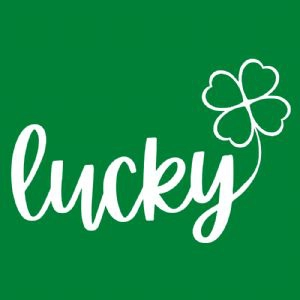Lucky with Shamrock Outline SVG, Lucky Clover Leaf SVG Shamrock SVG
