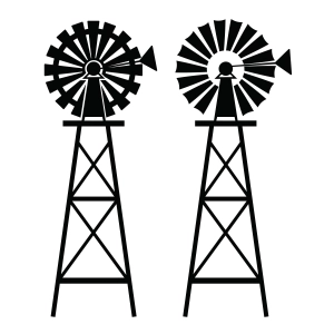 Windmill SVG Cut and Clipart File, Windmill Vector Instant Download Vector Illustration
