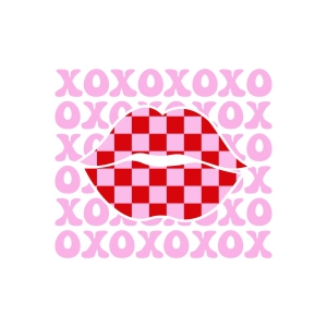 XOXO Checker Lips SVG, Kiss SVG Instant Download Valentine's Day SVG