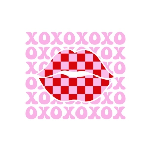 XOXO Checker Lips SVG, Kiss SVG Instant Download Xoxo SVG