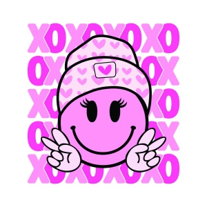 Xoxo Retro Smiley Face PNG, Valentine's Day SVG Valentine's Day SVG