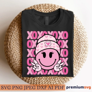 Xoxo Retro Smiley Face PNG, Valentine's Day SVG Valentine's Day SVG