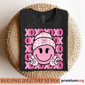 Xoxo Retro Smiley Face PNG, Valentine's Day SVG Xoxo SVG