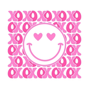 XOXO with Smiley Face SVG, Valentine's Day SVG Vector Valentine's Day SVG