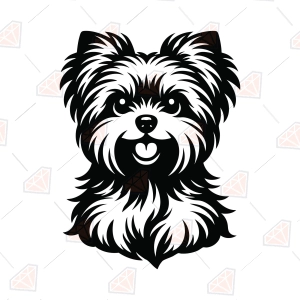 Yorkie SVG, Cute Yorkie Face Silhouette Cut File